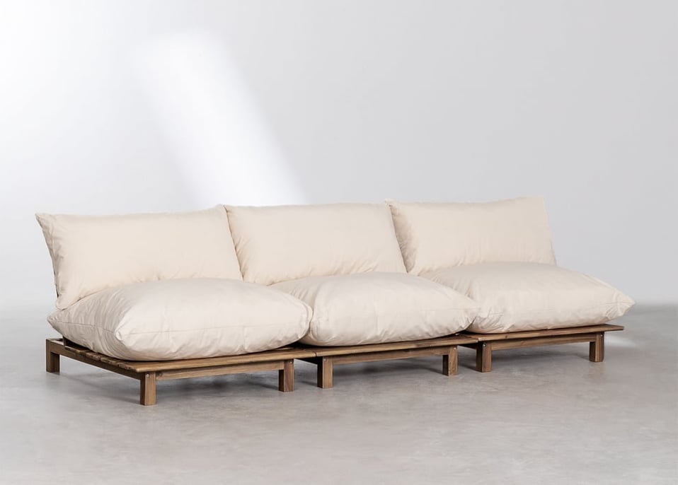 Sofa modułowa rozkładana Brina 3-częściowa z drewna akacjowego