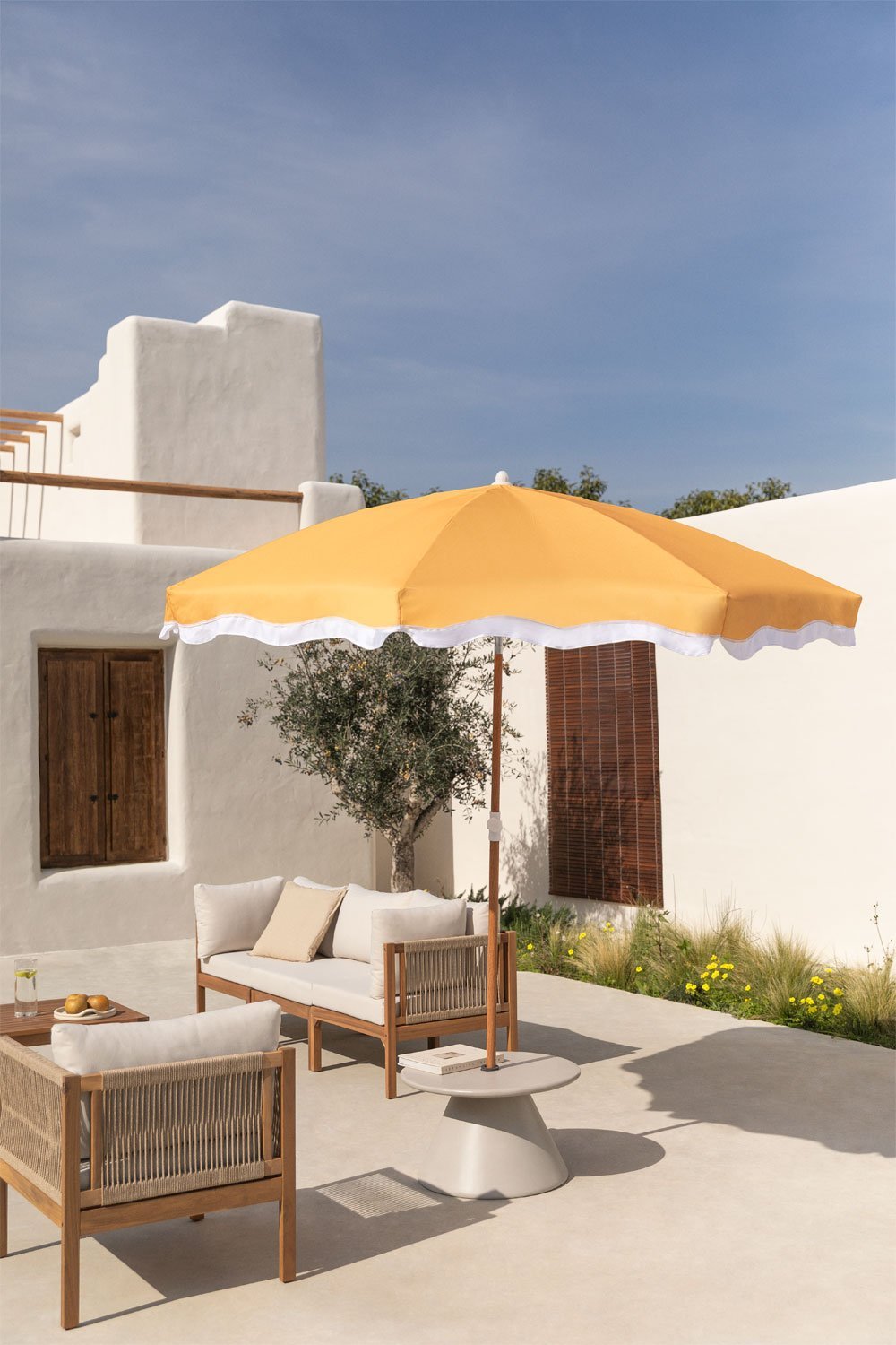 Parasol Ø230 cm z tkaniny i aluminium Jarko, obrazek w galerii 1