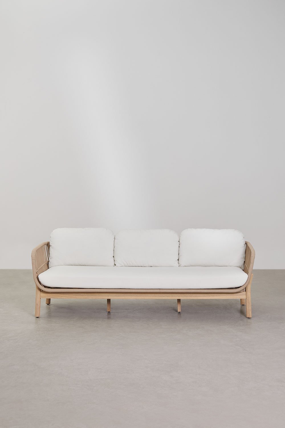 Sofa ogrodowy 3-osobowy z aluminium i drewna akacjowego Karvia, obrazek w galerii 6