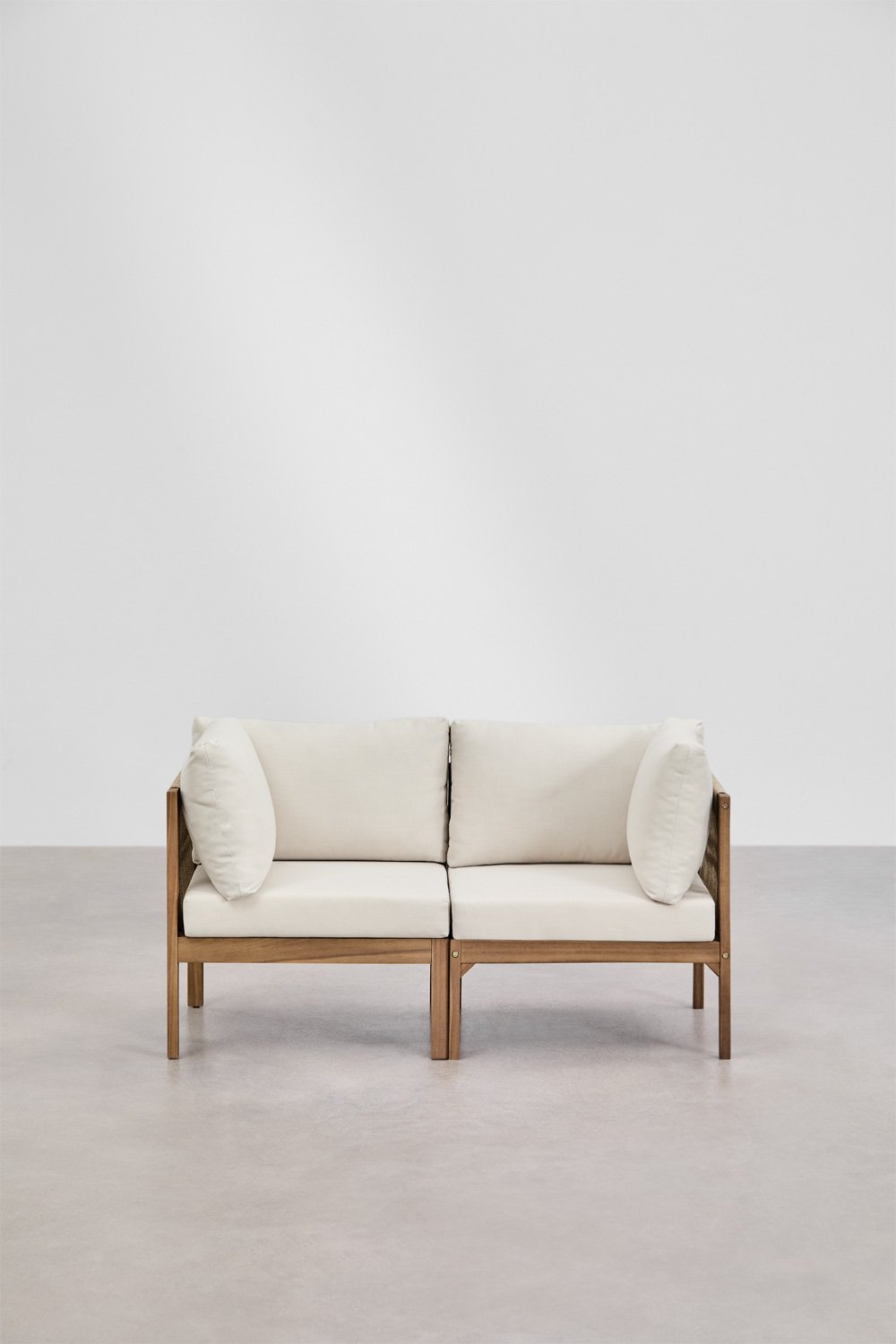 Branson 2-częściowa modułowa sofa ogrodowa z podłokietnikami z drewna akacjowego, obrazek w galerii 4