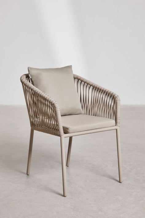 Zestaw 2 krzeseł ogrodowych Arhiza Classic z aluminiowymi podłokietnikami i plecioną liną