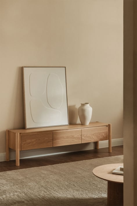 Szafka RTV 185x45 cm z MDF z okleiną dębową Munden