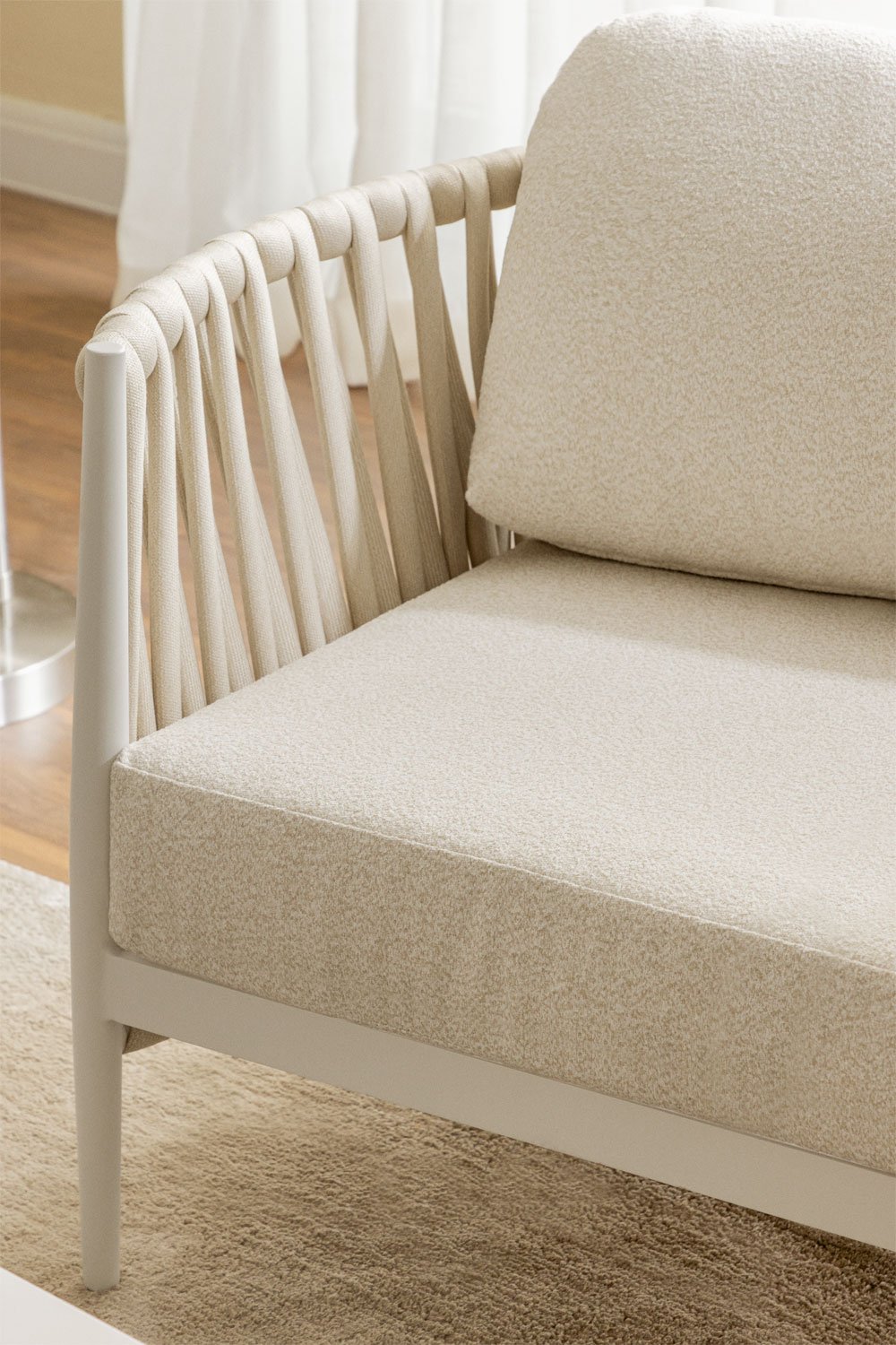 Fotel z aluminium i tkaniny bouclé Sereilen, obrazek w galerii 4