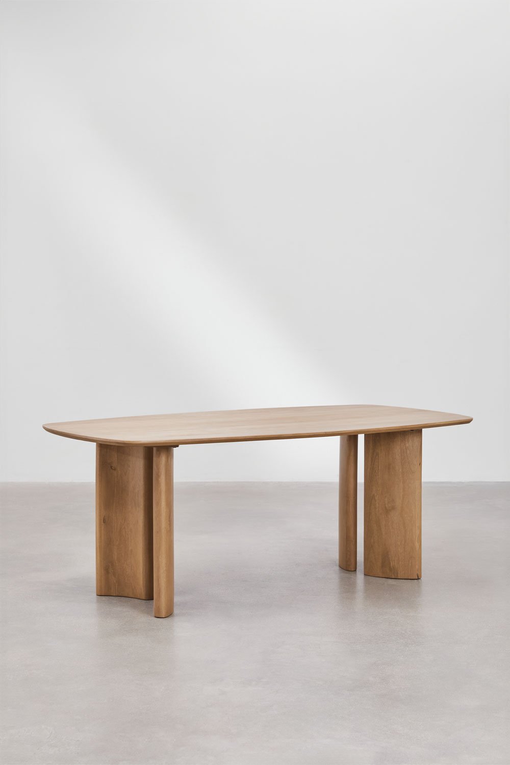 Zestaw prostokątnych stołów 200x100 cm z drewna mango Sidney i 8 krzeseł do jadalni z klamrą Nagore, obrazek w galerii 4