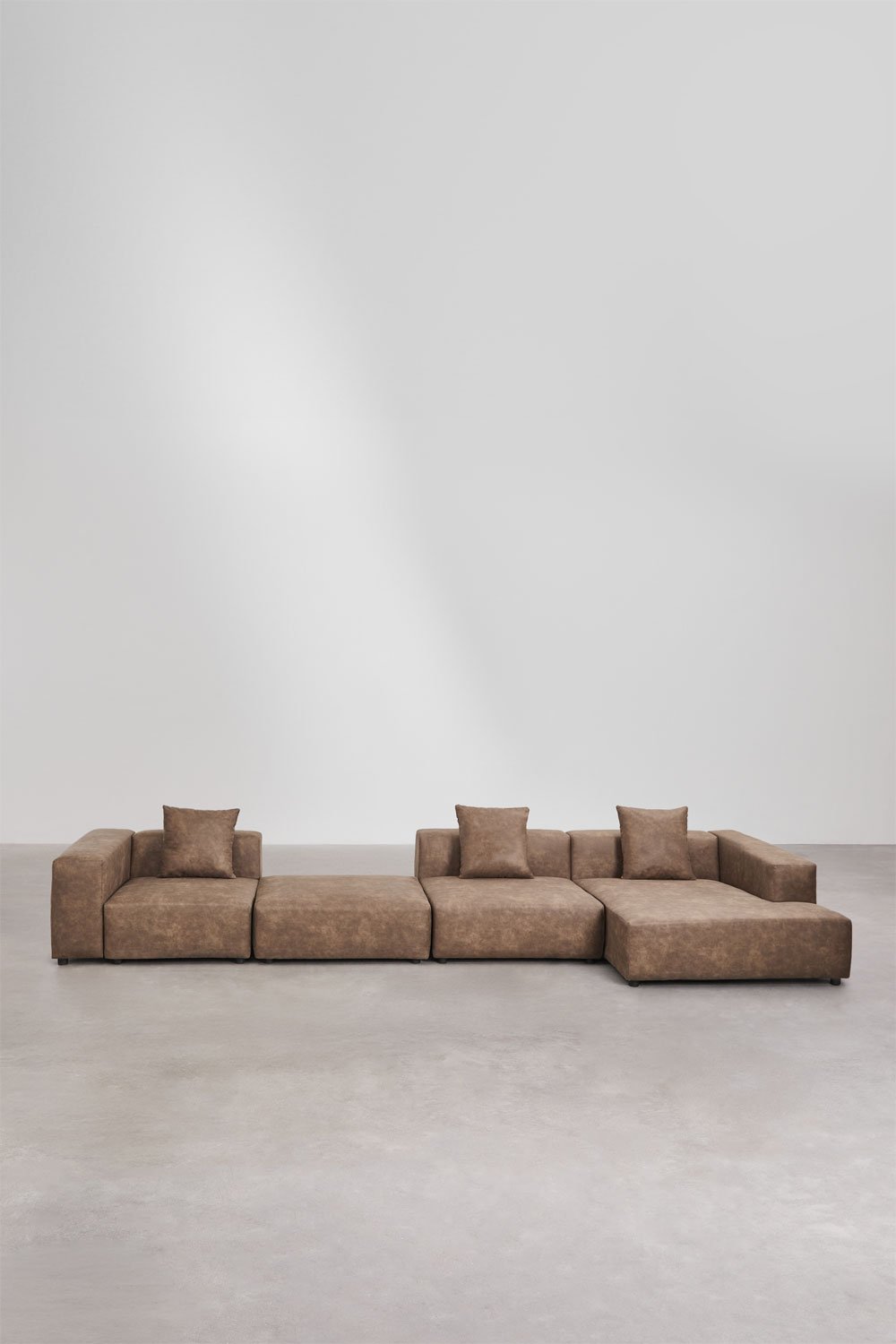 Modułowa sofa z szezlongiem prawym, 3-częściowa z wysokim podłokietnikiem i pufą ↔︎480 cm Bruna, obrazek w galerii 4