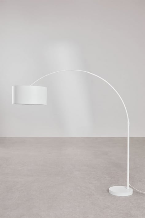 Lampa stojąca z lnu i żelaza Vonera