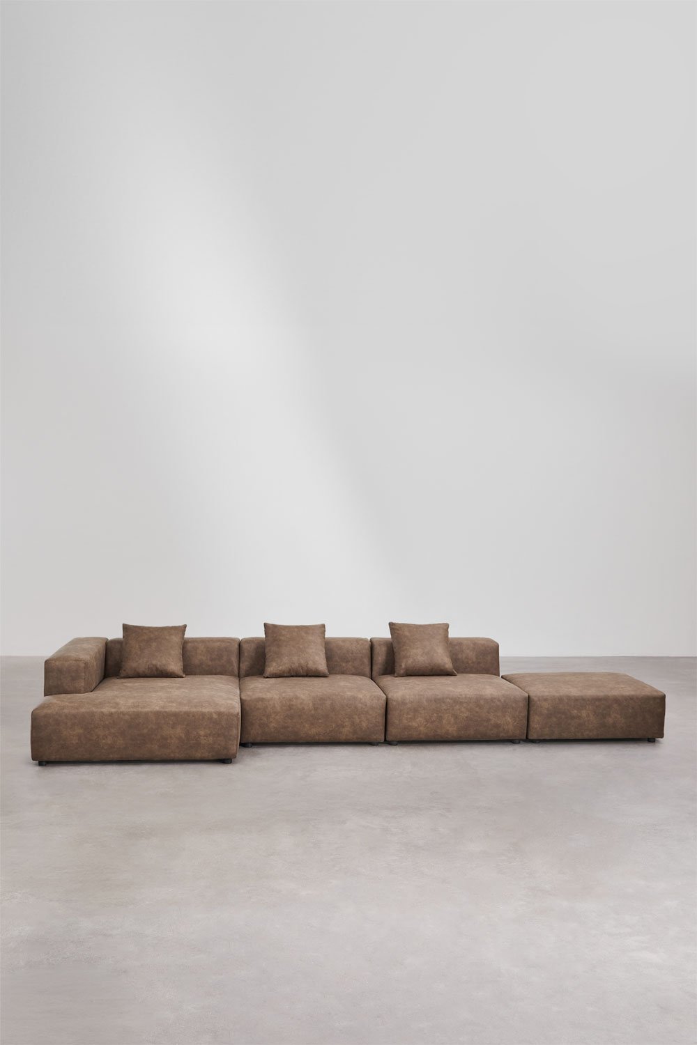 Sofa modułowa z szezlongiem narożnym lewym, 3-częściowa z pufą ↔︎450 cm Bruna, obrazek w galerii 4