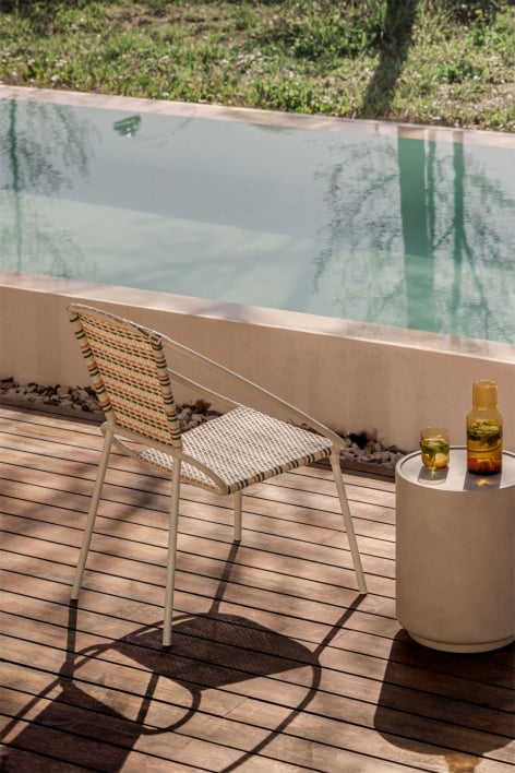 Składany fotel ogrodowy Maryland ze stali i syntetycznej wikliny