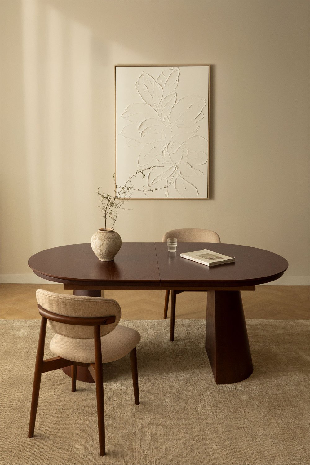 Stół jadalny owalny 180-240x105 cm rozkładany z płyty MDF i forniru dębowego Montana, obrazek w galerii 1