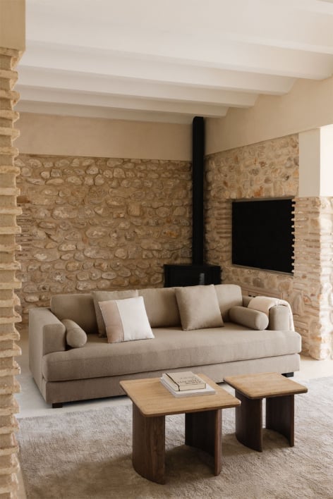 sofa z siedziskiem w tkaninie Neftis Buckle - Tkanina Mokka Brąz Bouclé