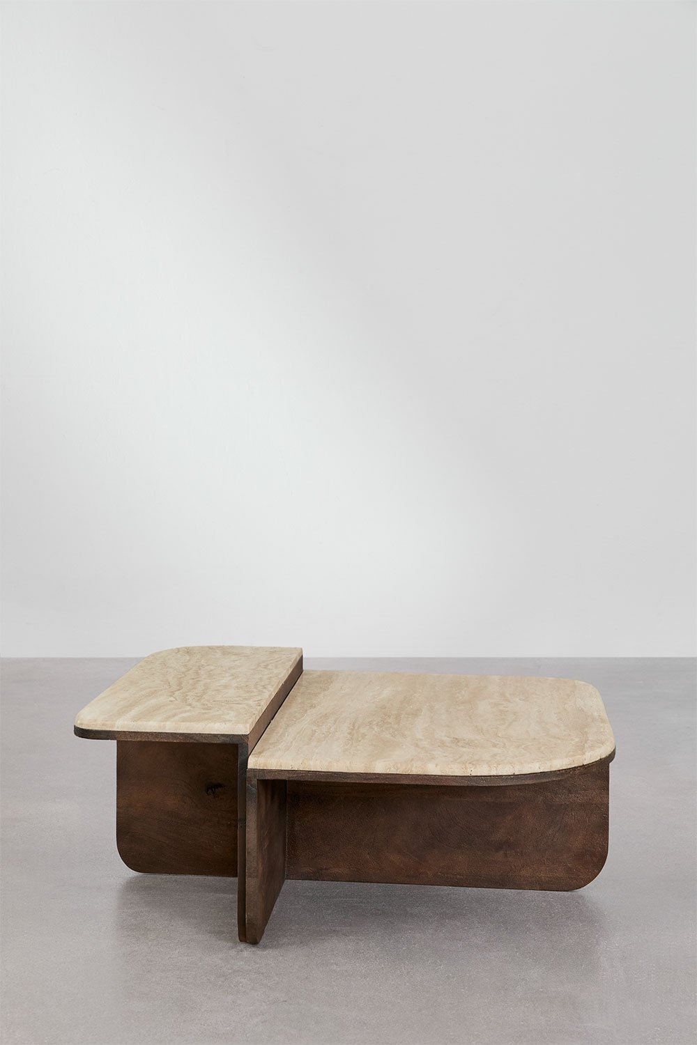 Stolik kawowy 90x90 cm z naturalnego kamienia i drewna mango Clotsh, obrazek w galerii 5