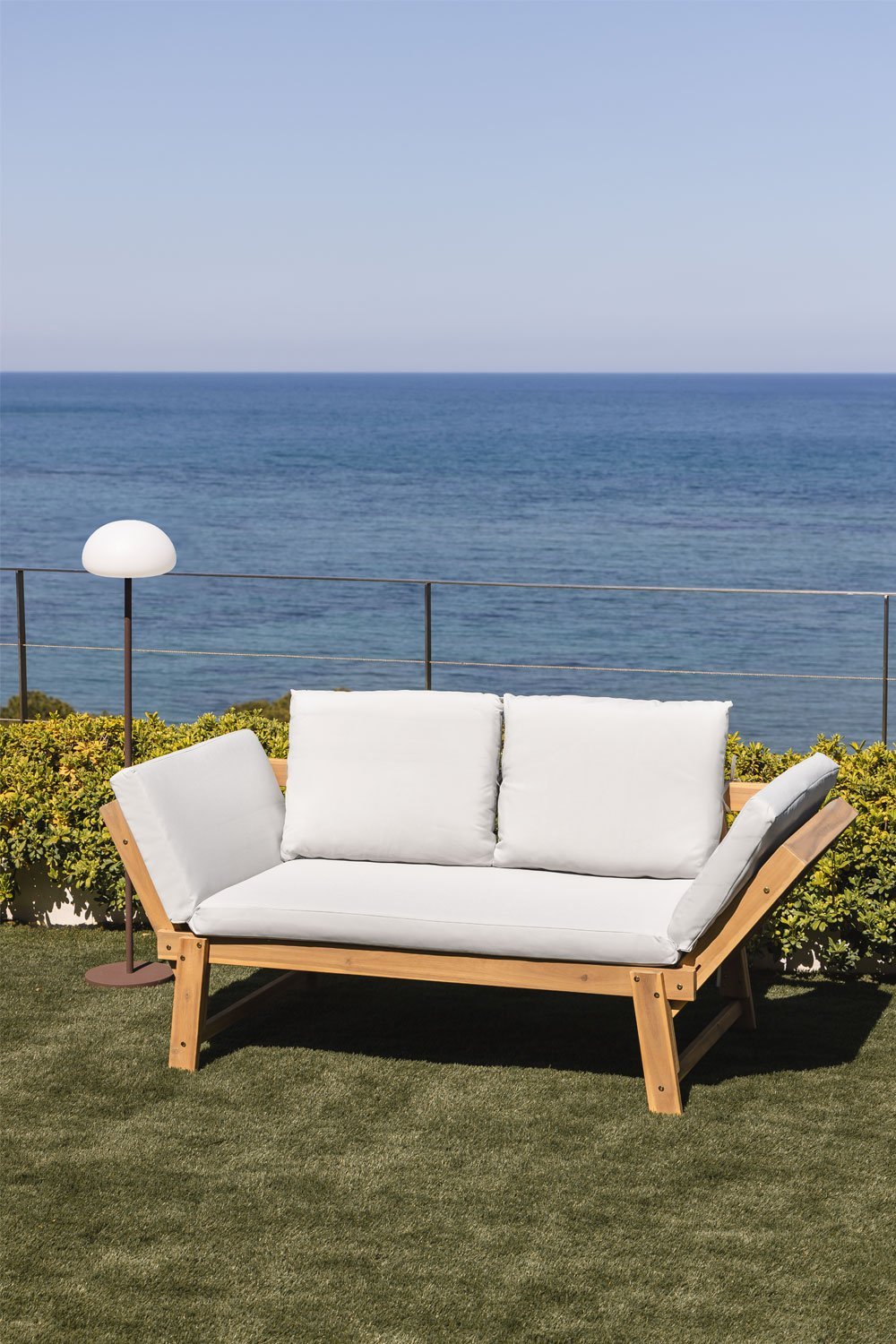 Sofa 3-osobowa ogrodowa regulowana z drewna akacjowego Guille, obrazek w galerii 1
