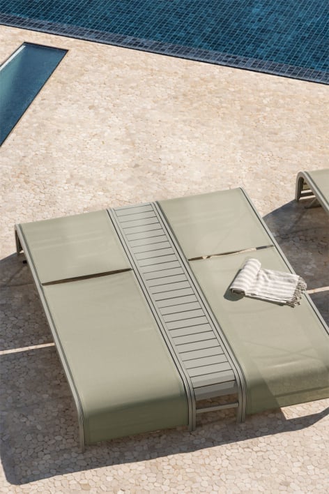 Zestaw 2 leżaków rozkładanych i stolik pomocniczy ze stali Marietta