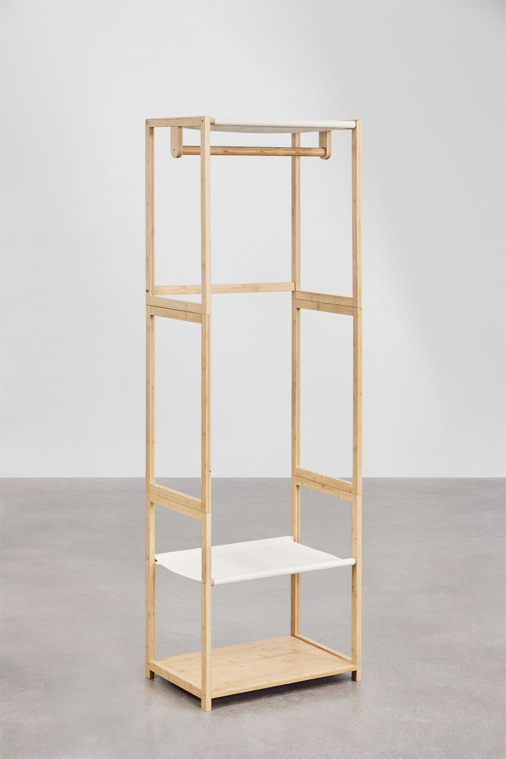 Deneb Bamboo 4-częściowa otwarta szafa modułowa z półkami i wieszakiem na ubrania, obrazek w galerii 7