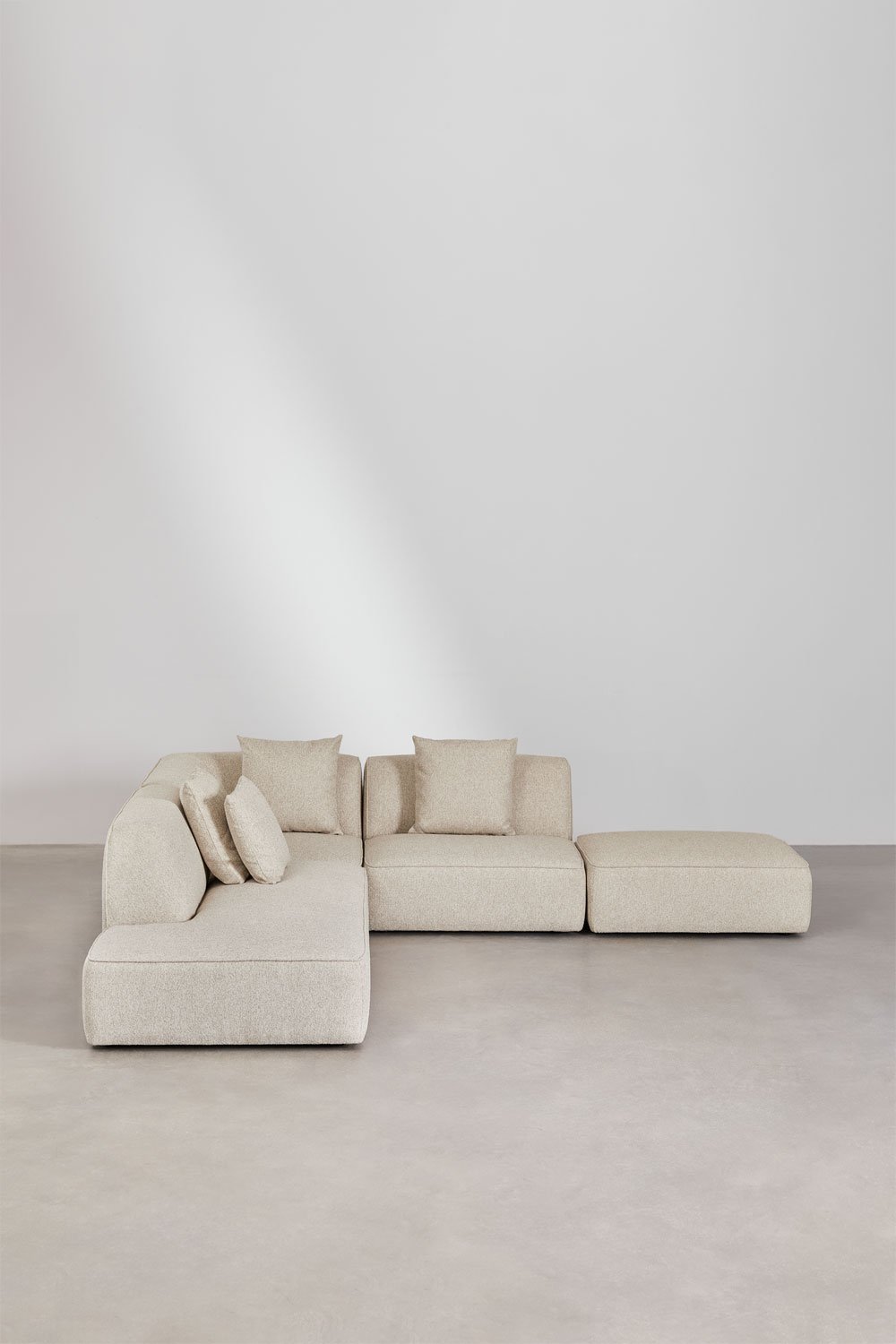 Sofa narożna Cardea 3-częściowa modułowa z lewym szezlongiem i tapicerowanym pufem, obrazek w galerii 4