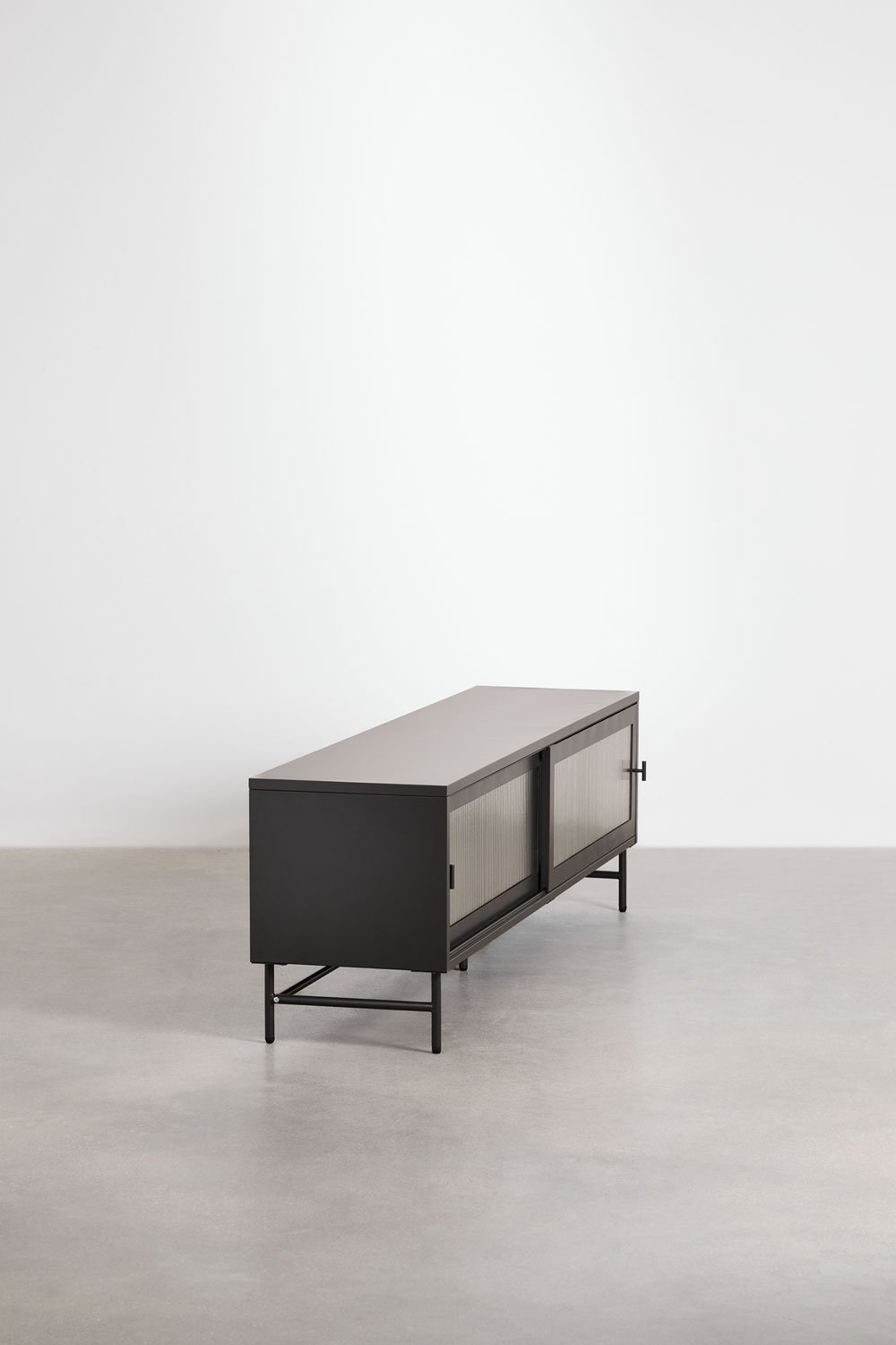 Mebel RTV 180x40 cm ze stali i szkła Paoline, obrazek w galerii 4