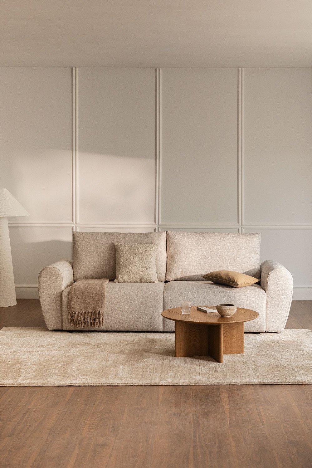 Rozkładana sofa trzyosobowa z tkaniny bouclé Ohio, obrazek w galerii 1