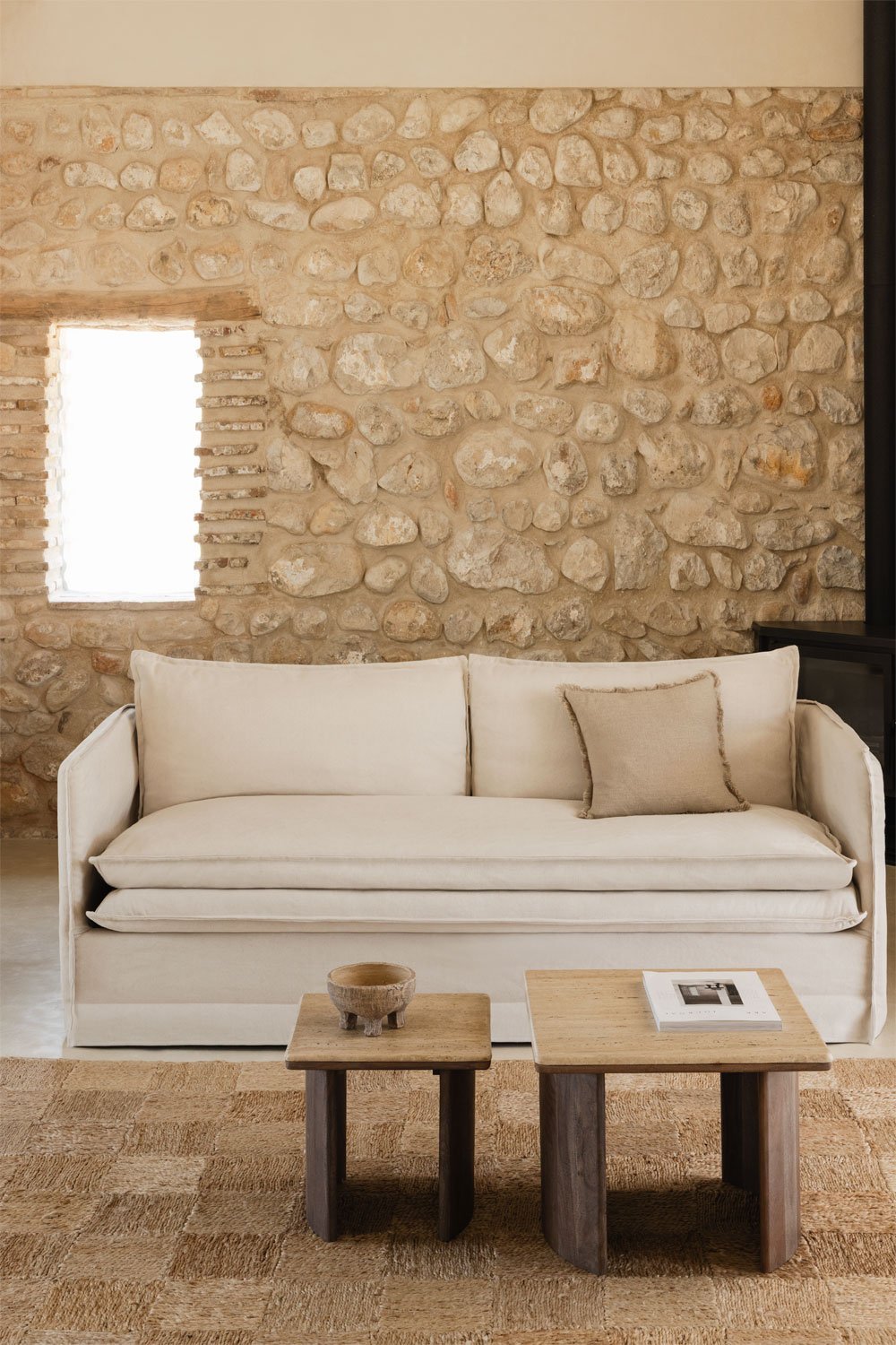 Sofa 3-osobowa z lnu i bawełny Grace, obrazek w galerii 1