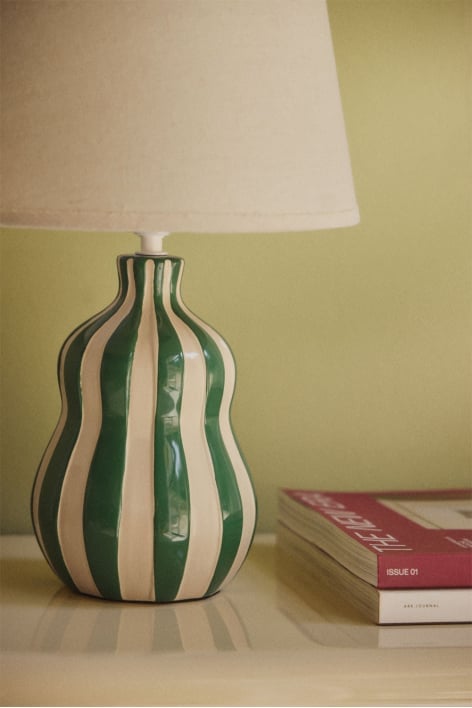 Lampa stołowa Jolira 40cm ceramiczno-lniana