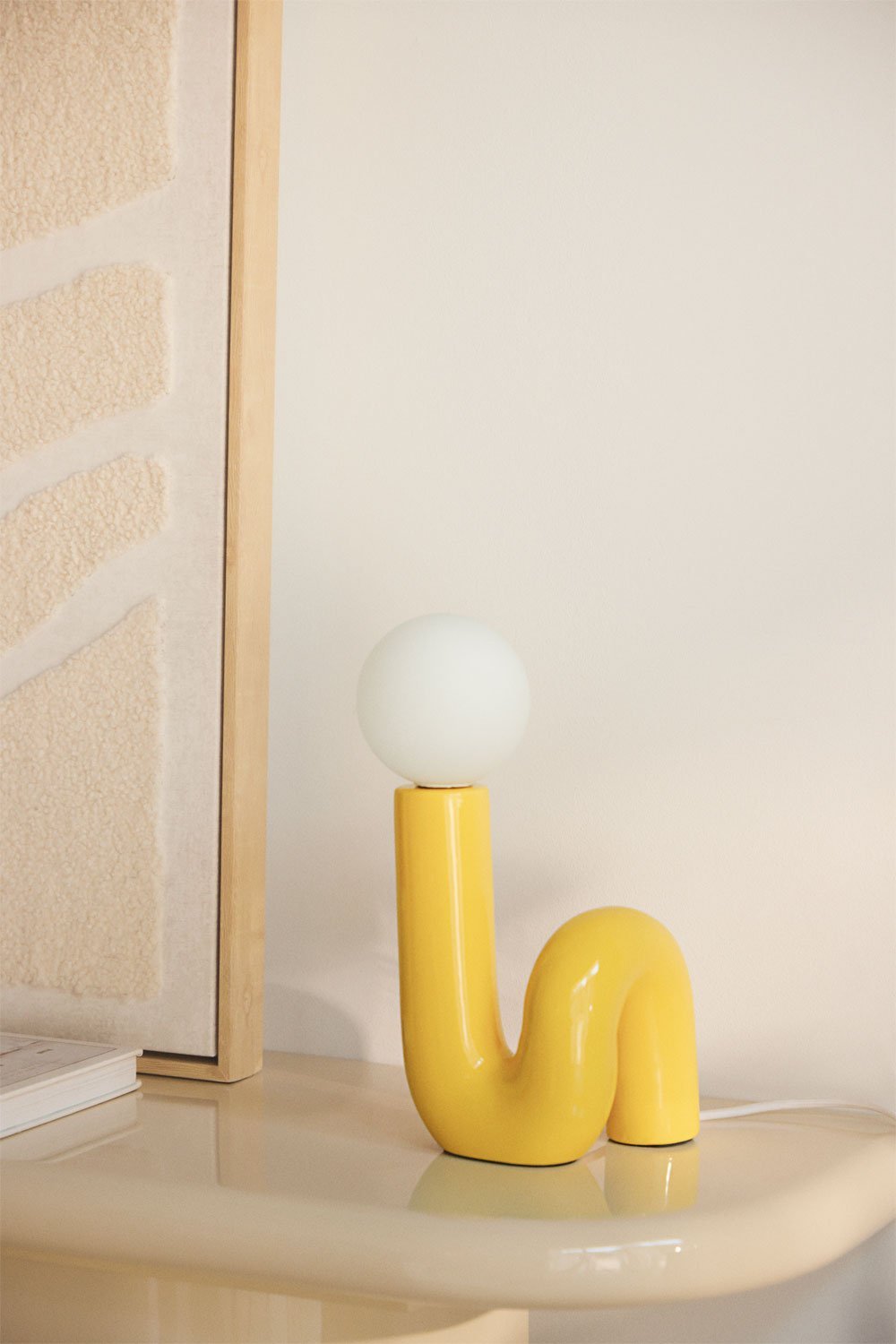 Lampa stołowa ceramiczna z kulą szklaną Vireto, obrazek w galerii 1