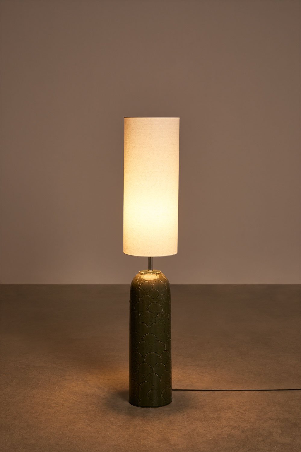Lampa podłogowa z ceramiki i lnu Cinnamon, obrazek w galerii 4