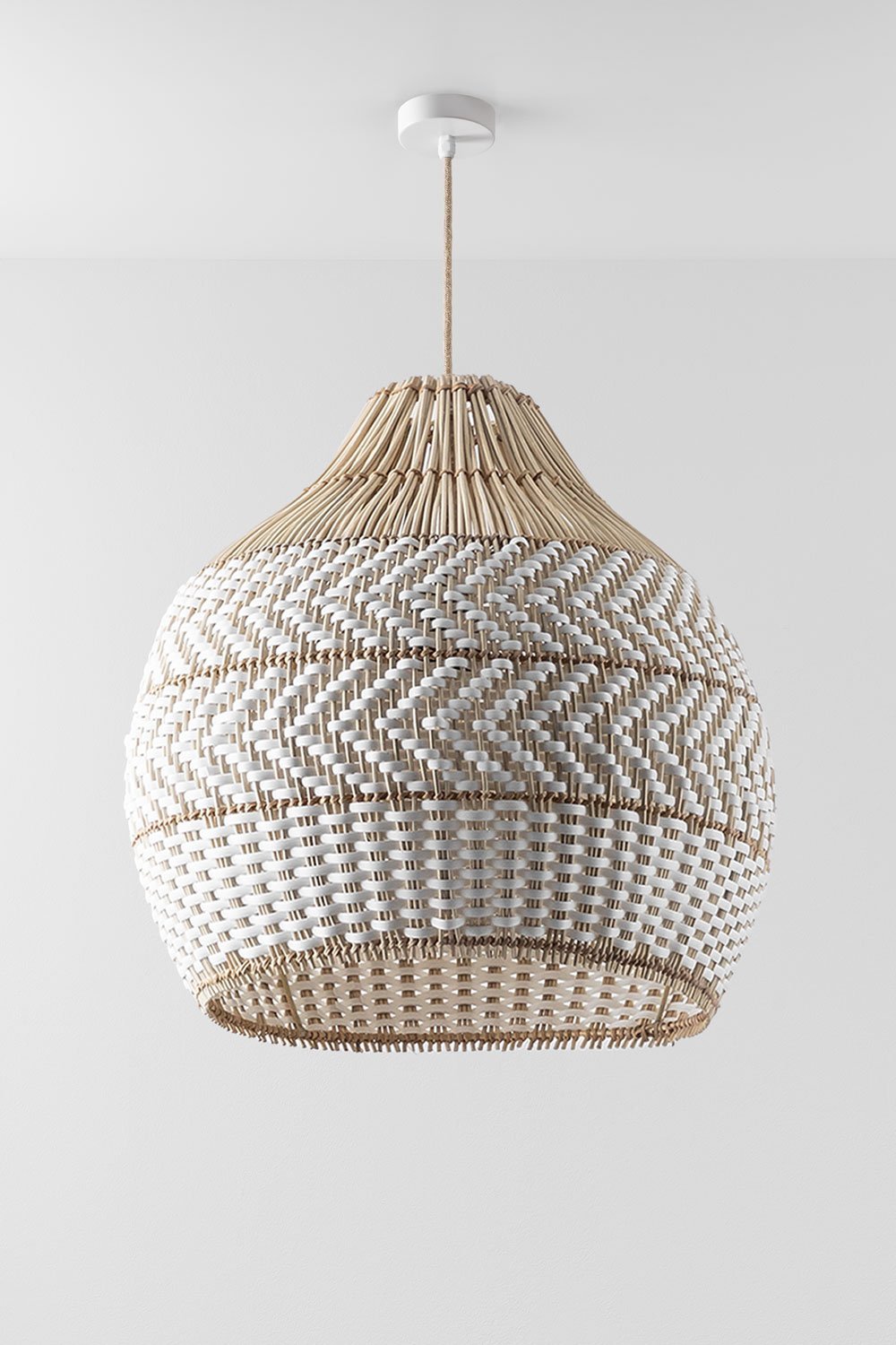 Lampa sufitowa zewnętrzna z plecionego rattanu Llaury, obrazek w galerii 1