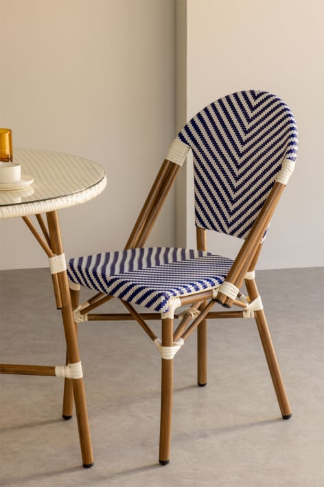 Krzesło do jadalni Brielle Bistro Stackable Aluminum - Niebieski Ken - Gardenia Biel