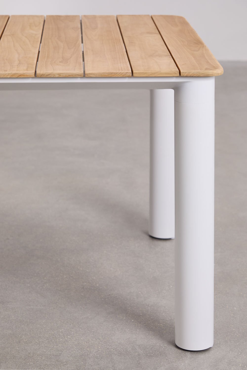 Prostokątny stół ogrodowy 220x100 cm z aluminium i drewna tekowego Sirka, obrazek w galerii 6