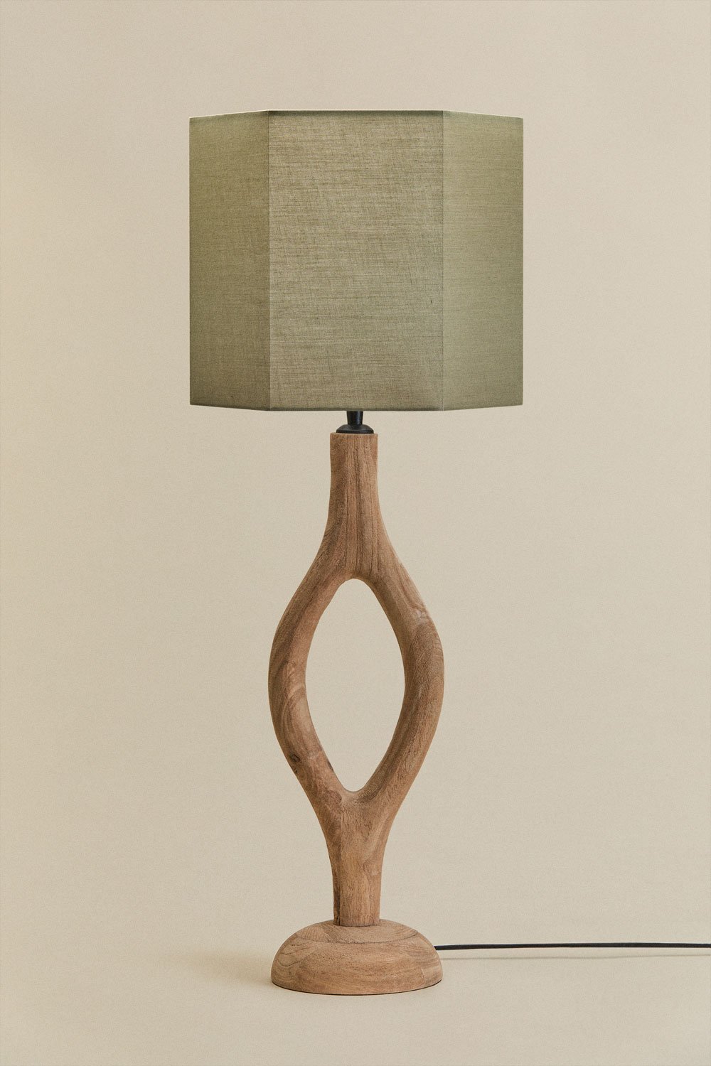 Lampa stołowa z drewna mango Gracia, obrazek w galerii 1