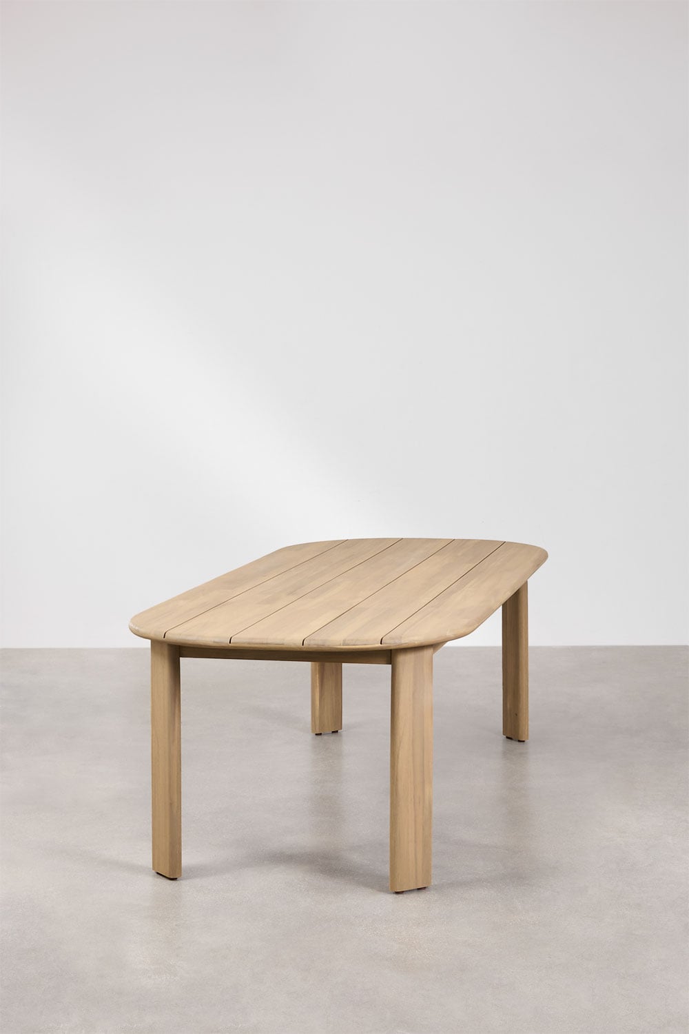 Zestaw stołowy prostokątny 240x100 cm z drewna akacjowego Uleno i 8 krzeseł ogrodowych z drewna akacjowego Kaela, obrazek w galerii 2