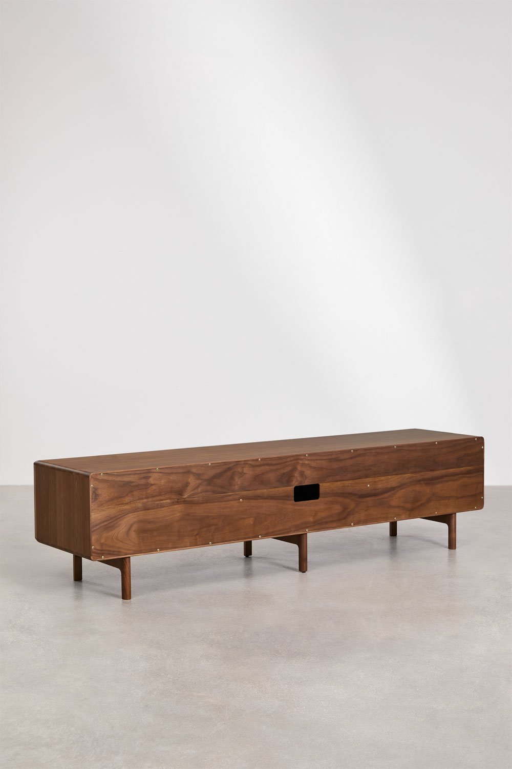 Szafka RTV 240x45 cm z forniru ciemny orzech Treveris, obrazek w galerii 5
