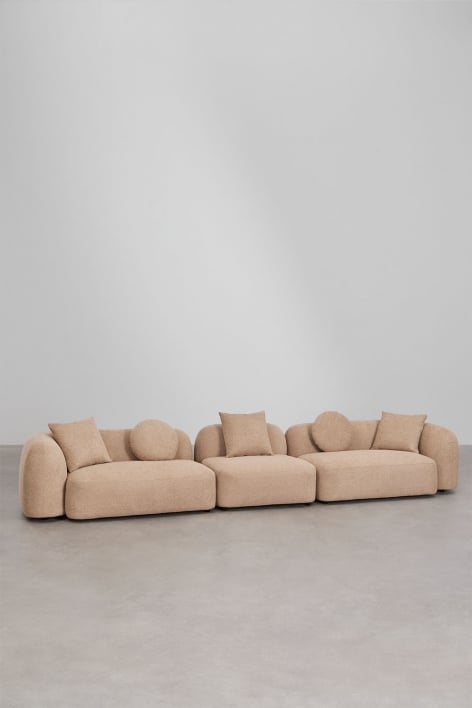 Modułowa sofa 3-częściowa z tkaniny Coco chenille - Gruby Chenille Latte Brown