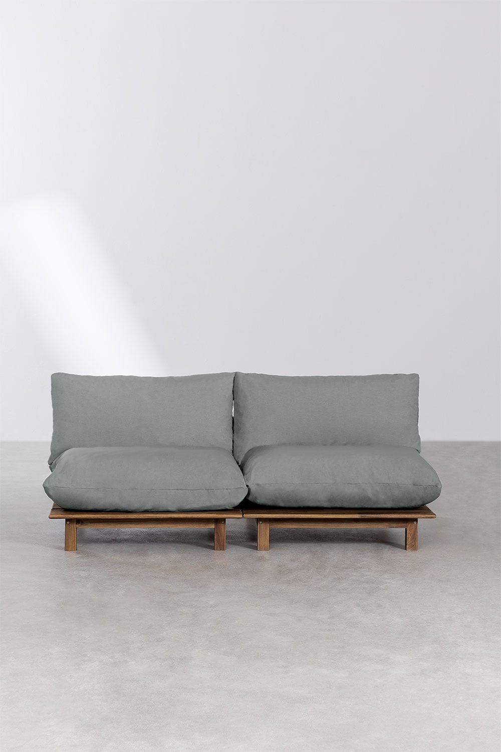 2-częściowa modułowa sofa ogrodowa z funkcją rozkładania w kolorze drewna akacjowego Brina      , obrazek w galerii 4