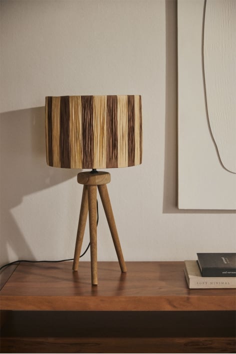Lampa stołowa Simona z drewna mango