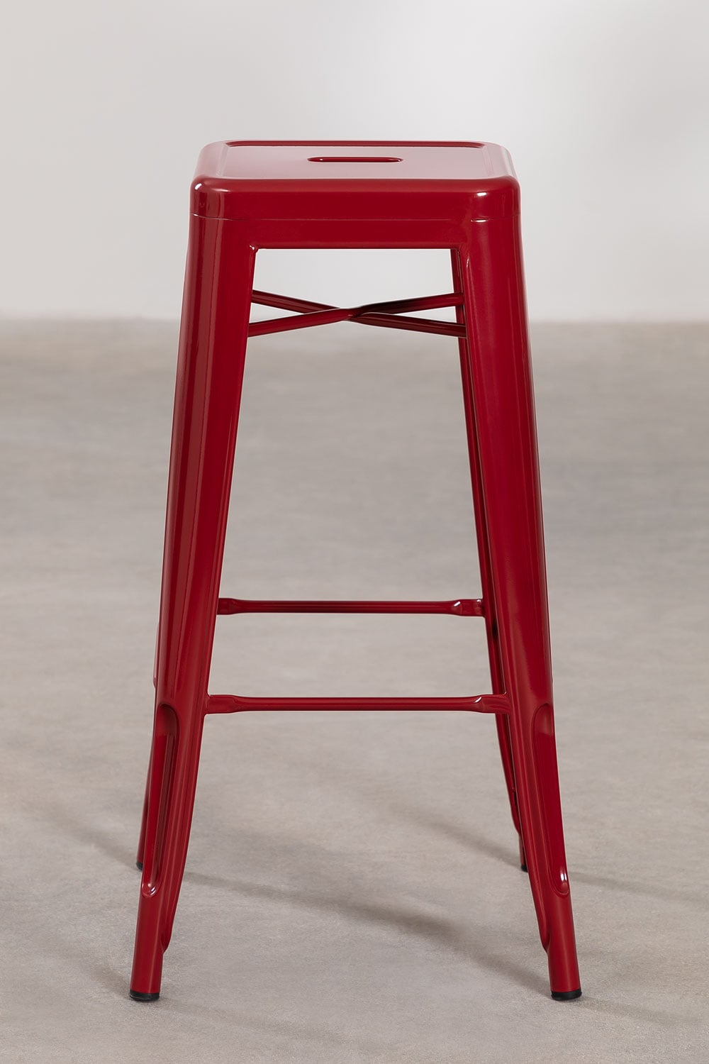 Zestaw 4 taboretów wysokich 75 cm ze stalowego czerwonego bordowego Lix, obrazek w galerii 2