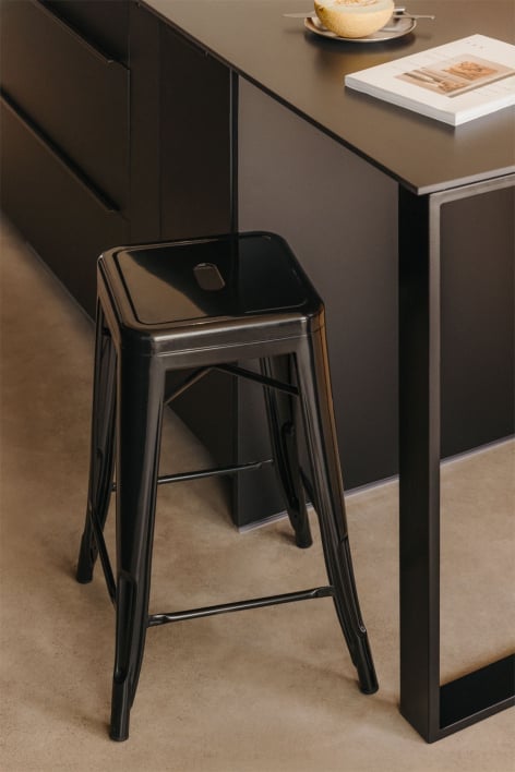 Taboret wysoki 65 cm ze stalowej czerni Lix