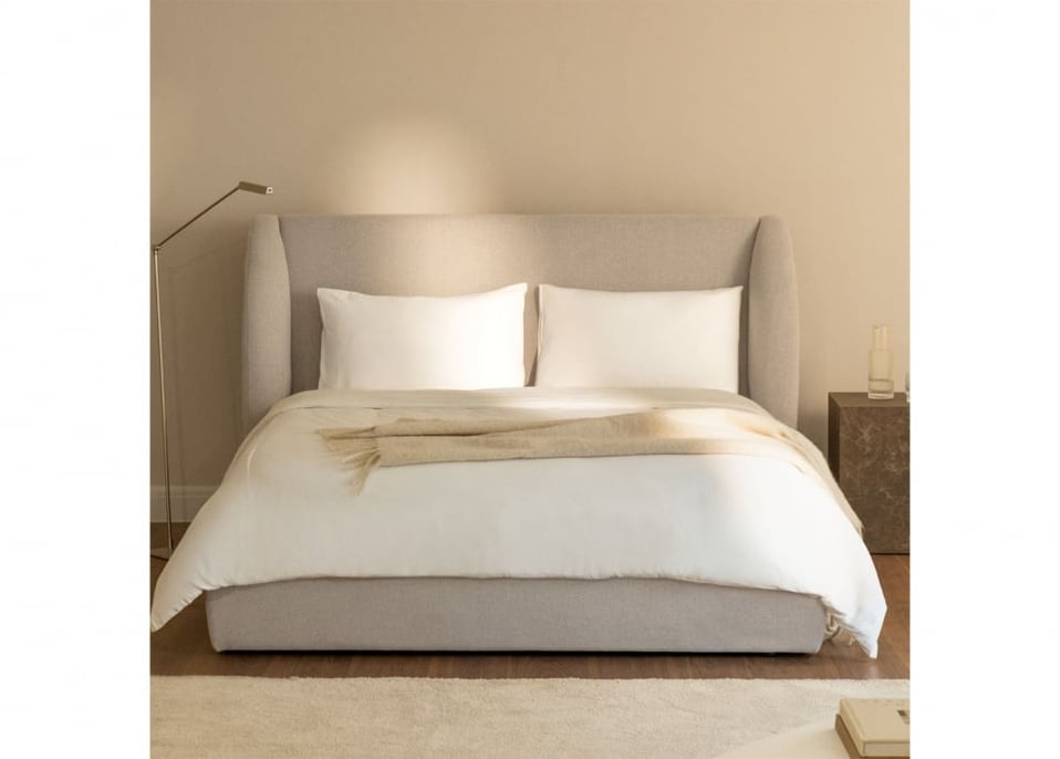 Łóżko tapicerowane Cabargi - Tkaniny Beige