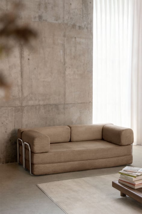 Sofa rozkładana dwuosobowa z weluru pakowana próżniowo Igone