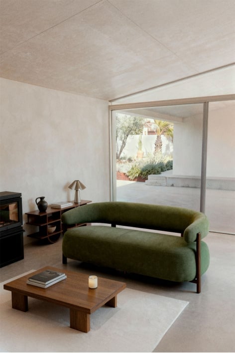 Sofa dwuosobowa z tkaniny chenille i żelaza Jolie - Szenil Sage Green