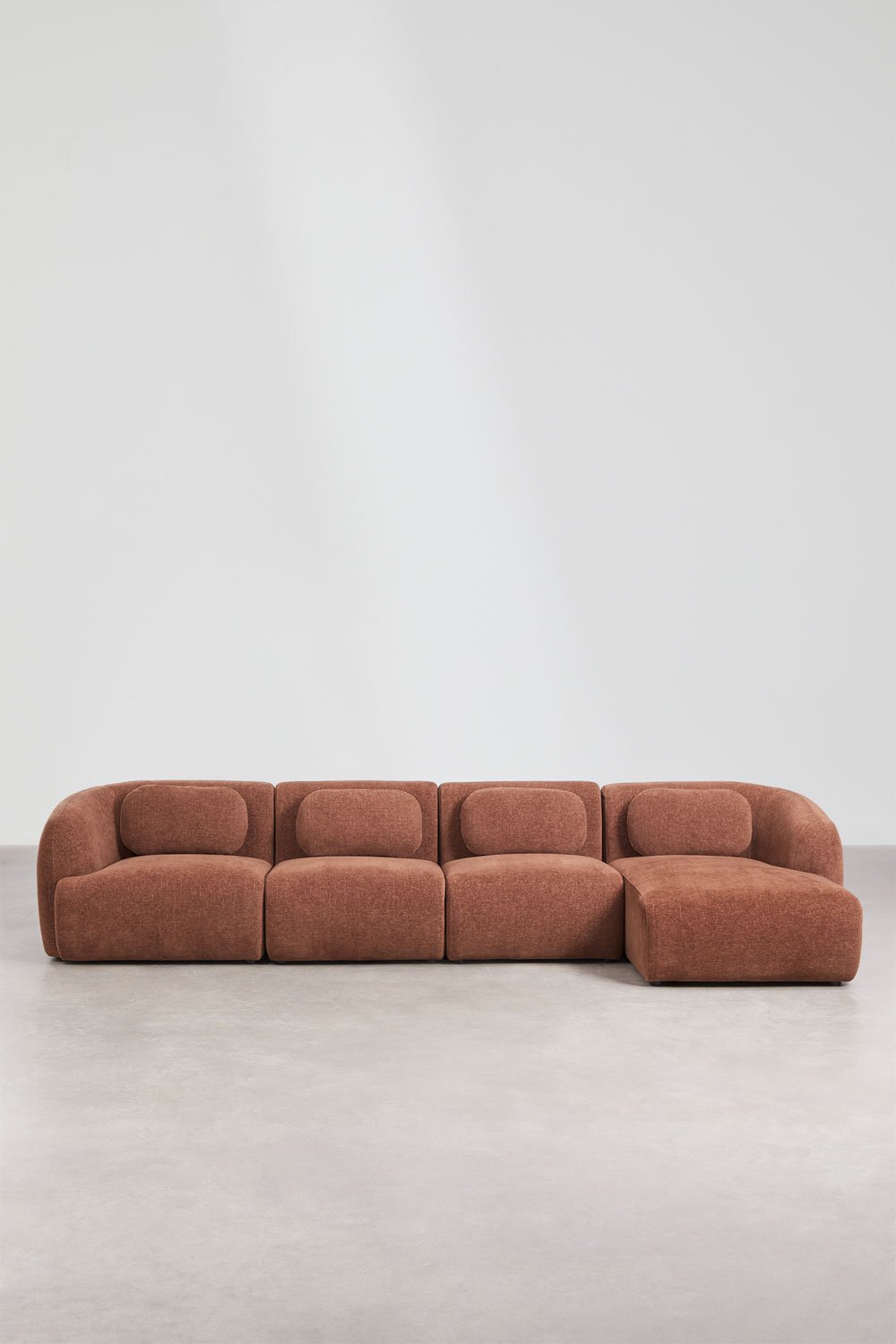 Sofa modułowy z prawym szezlongiem, 4-częściowy, z tkaniny chenille Coquette, obrazek w galerii 5