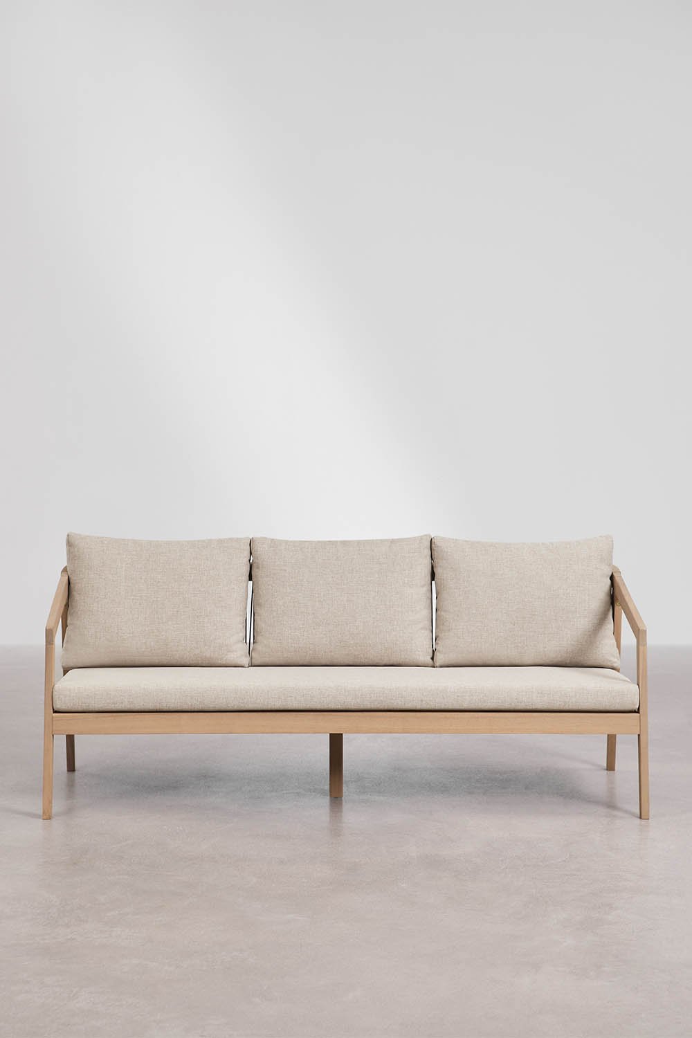 Sofa 3-osobowa z drewna akacjowego i plecionej liny Kaela, obrazek w galerii 4