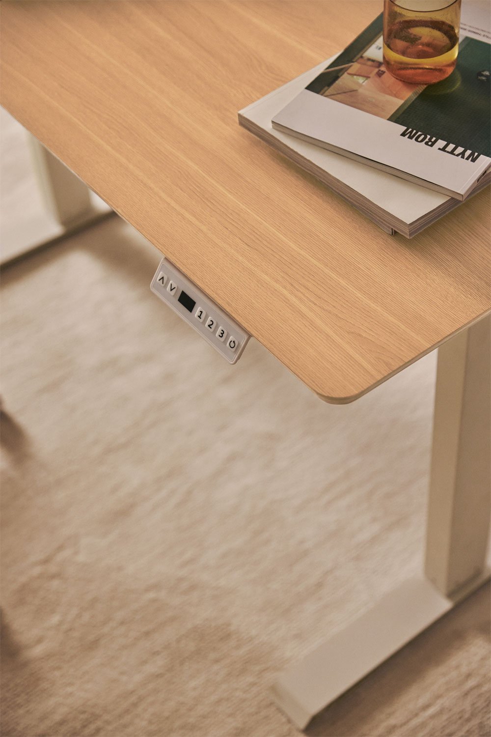 Biurko elektryczne Serpi prostokątne z podnośnikiem elektrycznym 120x60 cm z funkcją pamięci ustawień, drewno i żelazo, obrazek w galerii 3