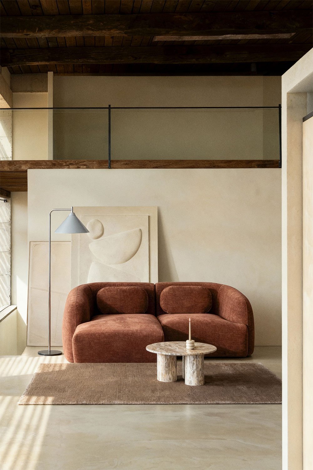 Sofa modułowy z lewym szezlongiem, 2-częściowy, z tkaniny chenilla Coquette, obrazek w galerii 1