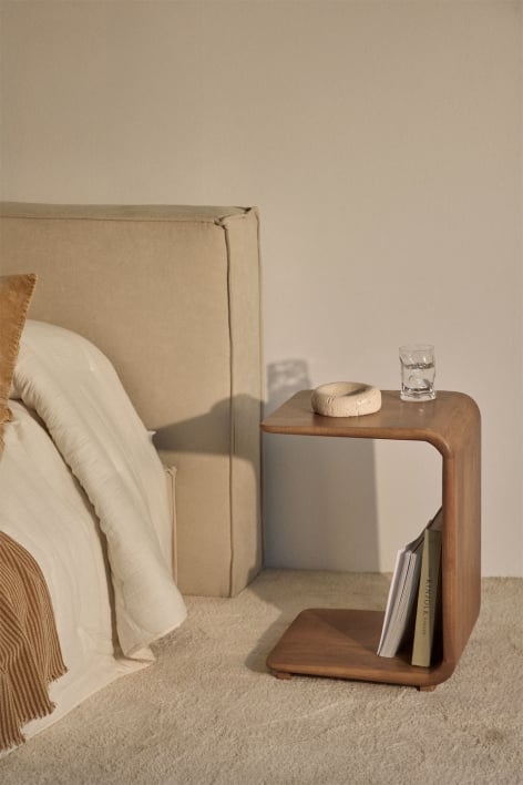 Stolik nocny 35x40 cm z drewna Tinsley - Drewno mango