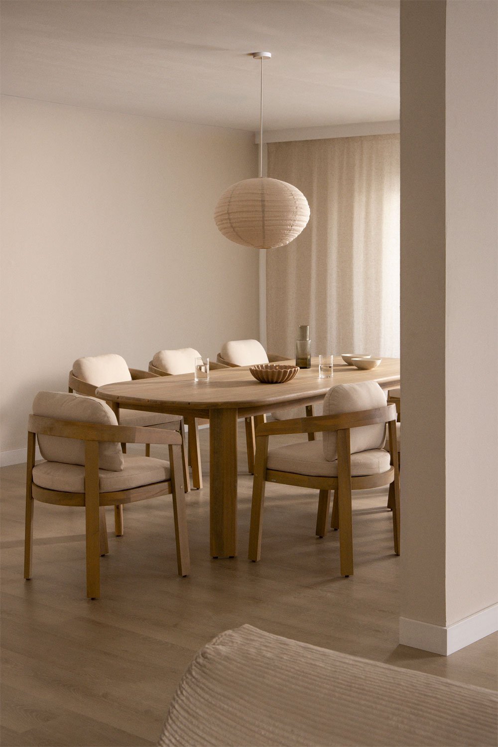 Zestaw stołu owalnego 240x100 cm z drewna akacjowego i 8 krzeseł jadalnianych z drewna akacjowego Uleno, obrazek w galerii 1