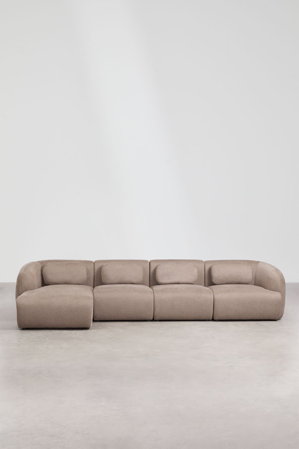 Sofa modułowy z lewym szezlongiem, 4-częściowy, z tkaniny chenilla Coquette, obrazek w galerii 5