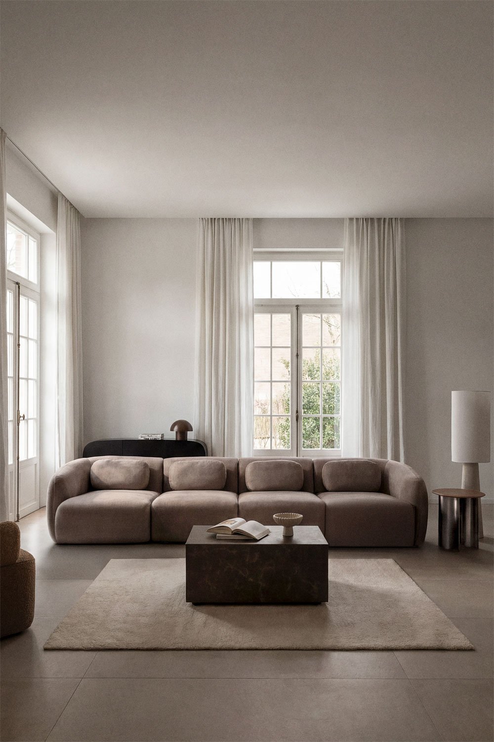 4-częściowa modułowa sofa z tkaniny chenille Coquette, obrazek w galerii 1