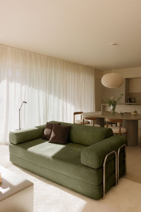 Sofa rozkładana dwuosobowa z weluru pakowana próżniowo Mitchie