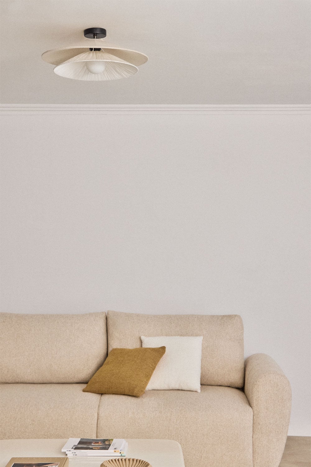 Plafon sufitowy Ø50 cm z rafii Aislin, obrazek w galerii 1