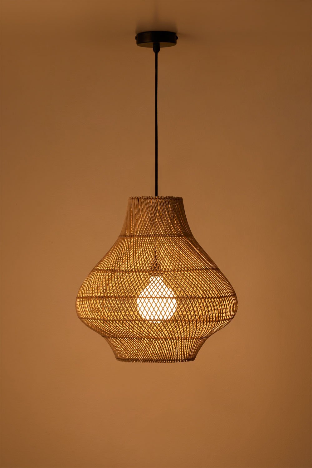 Lampa sufitowa wisząca z rattanu Magali, obrazek w galerii 2